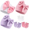 Newborn Baby Hats and Mittens Set Infant Bow Beanie Cap