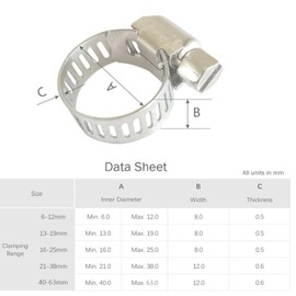 10Pcs Hose Clips 13-19mm Jubilee Clips Adjustable 304 Stainless Steel Hose Clamps Worm Drive Pipes Hose Clamps Clips
