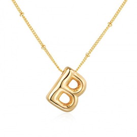 Collane iniziali per donne e ragazze Collana con ciondolo lettera A-Z placcata in oro 14k Collane monogramma Gioielli con iniziale alfabeto (Gold-B)