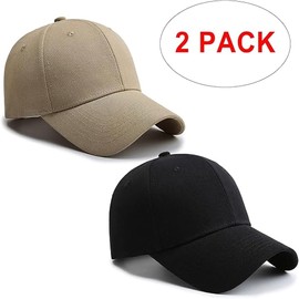 Mytephoon 2 Pack 99% Cotton Plain Baseball Caps for Men Women, Adjustable Soft Blank Hat, Gift for Dad Mom Husband Wife