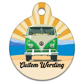 Spoilt Rotten Pets 31mm Green Campervan Camper Dub Dog Split Screen Pet Identity Cat or Dog ID Tag Custom Printed with Your Dog or Cats Name & Contact Details (31mm Labs, Staffies & Medium Dogs)