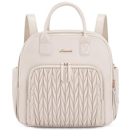 LOVEVOOK Backpack Purse for Women,Small PU Leather Fashion Backpack,Ladies Stylish Waterproof Daypack Shoulder Bags for Travel, Work & Shopping（Beige）