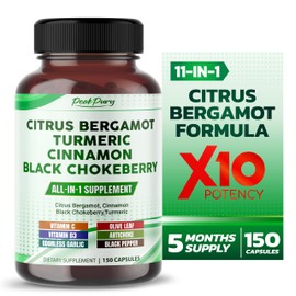 Citrus Bergamot Cinnamon Black Chokeberry Turmeric - Overall Wellness Support - Made in USA