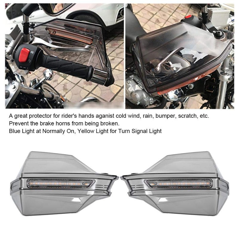 Akozon Motorcycle Handlebar Guards Windshield Windproof Handguards Protector Universal Led