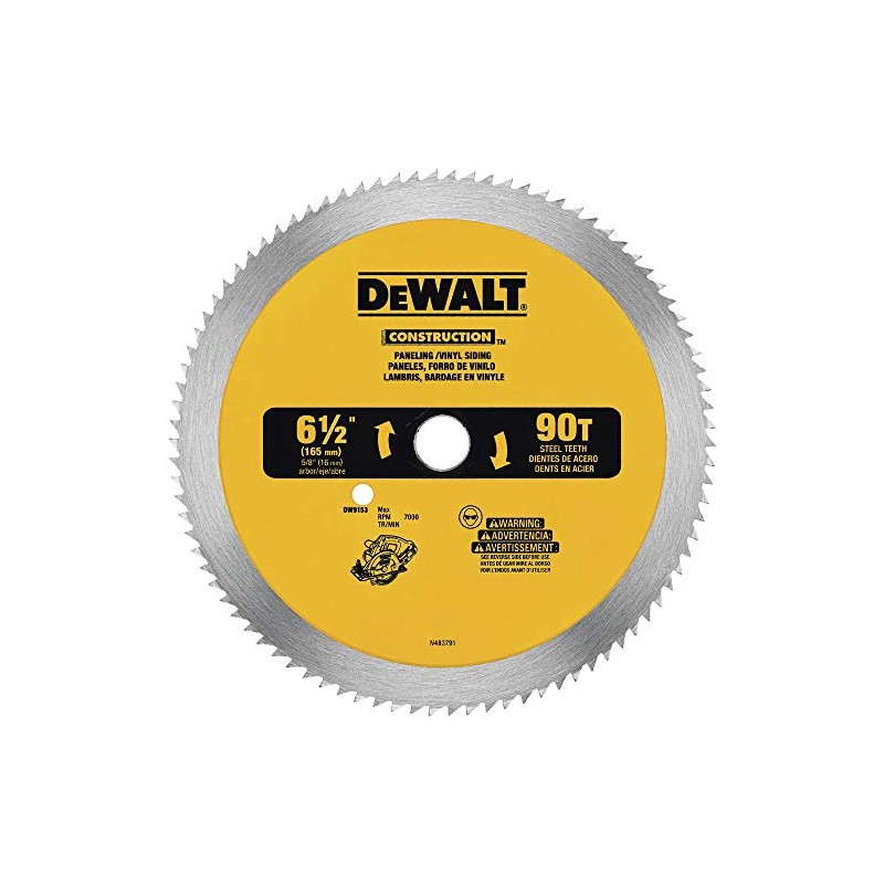DEWALT Circular Saw Blade, 6 1/2 Inch, 90 Tooth, Vinyl
