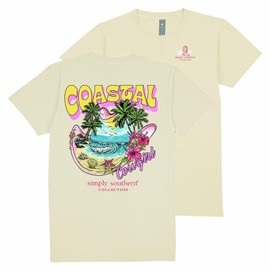 Simply Southern Coastal Cowgirl - Hat - Beach - Adult T-Shirt (US, Alpha, X-Large, Regular, Regular, Whisper Cream)