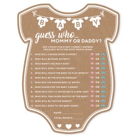 Party Hearty Baby Shower Games for Girl or Boy, 50 pcs Mommy or Daddy Guess Who Game, Fun Activity Cards, Gender Neutral, Baby Shower Ideas