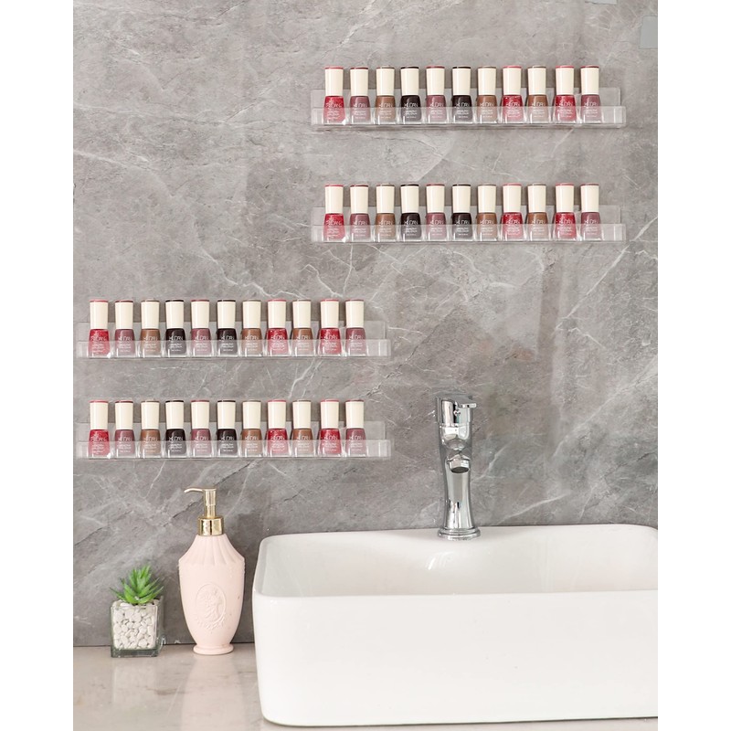 LikeU Nail Polish Rack Wall Mounted Shelf 2 Pack,Clear Acrylic