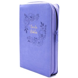 Biblia PARA MUJER letra grande tamaño manual reina valera 1960 morado simipiel 12 puntos Indice cierre