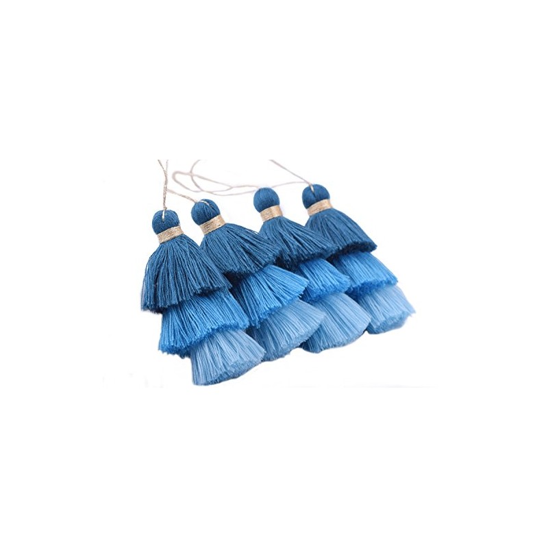 Konmay Bulk 20pcs Tri-Layered Tassels with Hanging Loop for Jewelry
