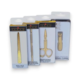 F.A.R.A.H. 4-Piece Gold Manicure Kit – Professional Gold Scissors, Nail Clipper, Cuticle Pusher, and Nail File – Premium Manicure Set for At-Home or Salon Use
