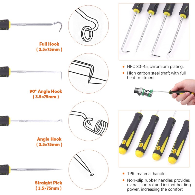 Rustark 8Pcs 7 Inch Snap Ring Pliers Heavy Duty Hook