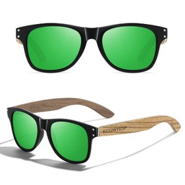 KCOWYIOP Wooden Polarised Sunglasses Men Women Mirrored Original UV400 Protection S8001, De8001z/Green