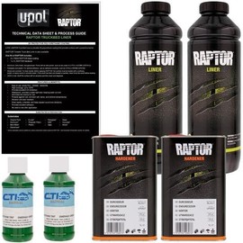 Raptor Truck Bed Liner Kit with Colored Emerald Green Tint and Spray Gun - 2 Liters - Protective Spray On Paint for Coating Trucks, Tailgates, Vehicle Undercoating - Tintable Bedliner Formula