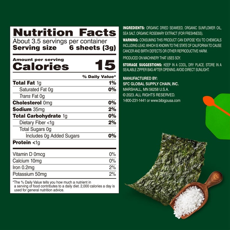 bibigo Sea Salt Flavored Asian-Inspired Seaweed Snack