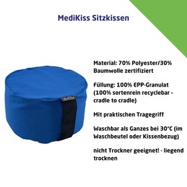 MediKiss Floor Seat Cushion - Yoga Cushion & Meditation Cushion for Children and Adults - Organic Cotton or Polyester, EPP Granulate Filling, Washable and Dimensionally Stable with Carry Handle