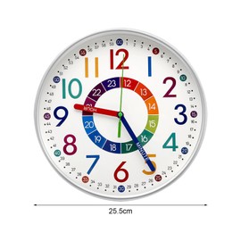 TNSLAND Children's Wall Clock, 25.5 cm, Colourful Numbers Learning Clock, Children, Children's Wall Clock, Silent, Children's Wall Clock for Early Education, Home, Living Room, Children's Room