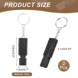 PATIKIL Emergency Whistle with Keychain, 2Pcs Bling Safety Survival Whistles Rescue Signaling Loud for Outdoor Camping Hiking Boating Hunting Fishing, Black