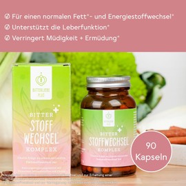 BitterLiebe Bitter Metabolism Complex - 90 High Dose Capsules with Choline, Zinc, Vitamins & Bitter Substances - For Normal Fat and Energy Metabolism - Vegan & Made in Germany (2)