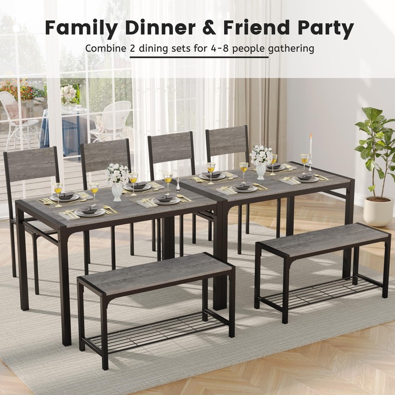 JUMMICO 43.3" Dining Table Set for 4, Kitchen Table with