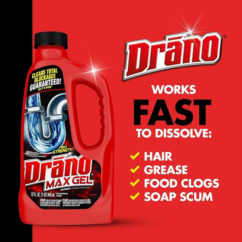 Drano Max Gel Drain Clog Remover and Cleaner for Shower