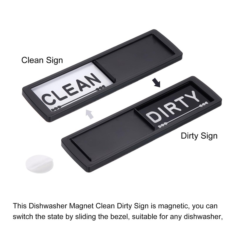 sourcing map Dishwasher Magnet Clean Dirty Sign Black Heart Shape