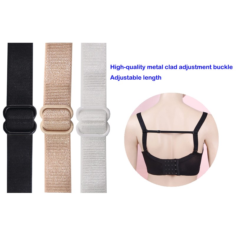 LeonHien Women's Bra Strap Clips Holder Non-slip Adjustable Elastic-6 Packs