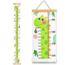 Mibote Baby Growth Height Chart Handing Ruler Wall Decor for Kids, Canvas Removable Height Growth Chart 79" x 7.9" (Dinosaur)