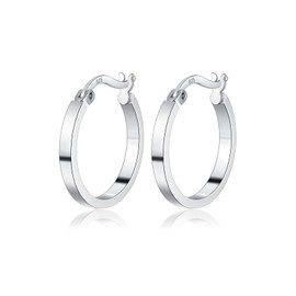 RoseJeopal 925 Sterling Silver Big Flat Hoop Earrings for Women 20MM