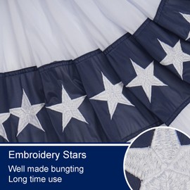Bradford American Bunting USA Flag 4x8 ft Outdoor Made in USA, Embroidered Pleated Fan Bunting Flags with 3 Brass Grommets, Patriotic American Flag Buntings for Outside for 4th of July Memorial Day Decorations