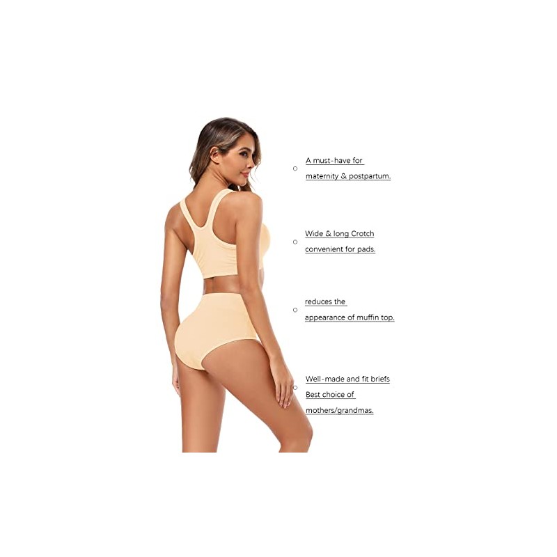 Molasus Molasus Women's Soft Cotton Underwear Briefs High Waisted Postpartum