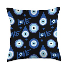 The Evil Eye, Blue Eye of Protection Good Luck Charm Design Throw Pillow