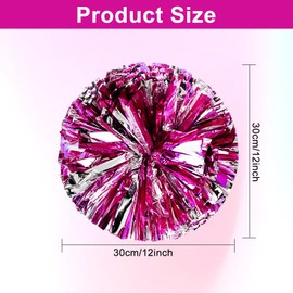 Xkaiabc 2PCS Cheerleader Pom Poms, Blue Pom Poms Cheer Stuff, Cheerleading Stuff for Team Spirit Sports Dance Cheering (Rose and Silver)