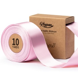 Keypan Pink Satin Wired Ribbon 1-1/2 inch Christmas Ribbons for Wreath, Tree Decoration, Gift Wrapping, Home Decor, Bows 10 Yards