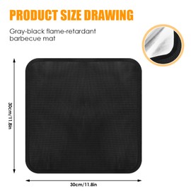 Fireproof Mat 30 x 30 cm, Heat Protection Mat, Black, Underlay Heat Resistant up to 1000°C, Grill Mat, Fire Protection Mat, Fireproof Mat, Heat Resistant BBQ Grill Mat for Fireplace, Lawn Camping