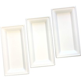 Biodegradable Sugarcane Bagasse Plates - Rectangle - 10" x 5" - Heavyweight - 50 Pack