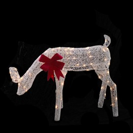 37" Pre-lit Feeding Doe Christmas Decoration - White Lights