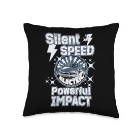 SILENT SPEED POWERFUL IMPACT electric car driver design Throw Pillow