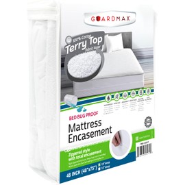 Guardmax Terry Cotton RV Size Zippered Mattress Encasement - Waterproof & Bed Bug Proof Mattress Protector - Comfortable, Soft, and Noiseless Zippered Bedding - Dust Mite Proof (48 x 75 x 10)