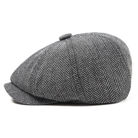 Jastore - Gorra clásico para niños de Newsboy con boina de tweed para niños, Negro/Blanco, 7-9 Años