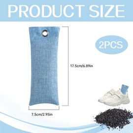 Natural Bamboo Charcoal Bags 50g x 2 for Shoe Deodorizer and Closet Freshening Portable Air Purifying Bags with Stylish Design Effective Charcoal Odour Absorber for Home