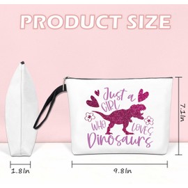 Qoqxjodd Dinosaur Lover Makeup Bag, Birthday Friendship Gifts for Daughter Sister Women, Just A Girl Who Loves Dinosaurs, Dinosaur Gift, Dinosaur Cosmetic Bag, Travel Makeup Bag Zipper Pouch - HZT28