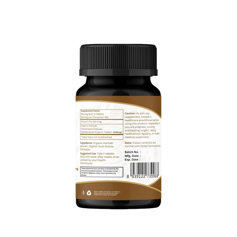 ORGANIC SPREE Haritaki 120 Tablets | Terminalia Chebula (Haritaki) |