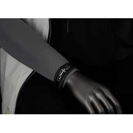 COOLSTEELANDBEYOND Men's Black Leather Bracelet with Pave Cross of Steel, Three-Strand, Bangle, Faith-Inspired Jewelry, Length 8.27", Black Leather, Cubic Zirconia