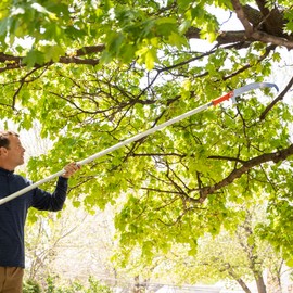 EZ Smart 14-Inch Lightweight Manual Pruning Saw with 21-Foot Extension Pole – Tree Pruner & Pole Saw Blade with Sharpened Hook Ends – Tree Trimming Saw, Branch Cutter, Garden Tool