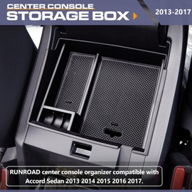 RUNROAD Center Console Organizer Tray Compatible with Honda Accord Sedan 2013 2014 2015 2016 2017 Accessories, Armrest Organizer Accord Accessories Secondary Storage Box Middle Console Tray