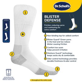 Dr. Scholl's Men's Advanced Relief Blisterguard - 2 & 3 Pair Packs Sock, Multi-colored (Gray), 12.5-15 US