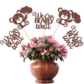 12 unidades de centro de mesa de mesa de oso con globo, diseño de oso y flores, decoración floral para baby shower, temática de revelación de género, baby shower, fiesta de cumpleaños, centro de mesa,