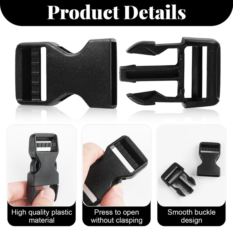 Smomend Pack of 2 Buckle 25 mm Adjustable on Both