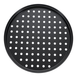 uxcell Pizza Pan with Holes, 10.2" Non-Stick Pizza Tray for Oven Perforated Pizza Baking Pans Pizza Bakeware for Home Restaurant Kitchen Baking, Black